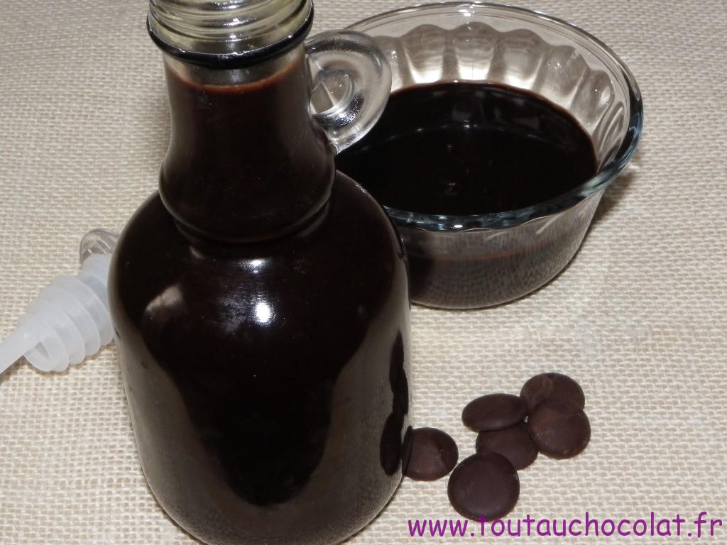 Quand vous utilisez le sirop de chocolat, pensez à le sortir 30mn avant du réfrigérateur ou alors passez-le sous de l'eau chaude. Comme j'ai ajouté du chocolat, le sirop est un peu plus épais mais toujours toujours liquide. Un exemple de dessert où j'ai utilisé le sirop de chocolat, les crêpes :