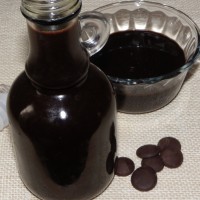 Quand vous utilisez le sirop de chocolat, pensez à le sortir 30mn avant du réfrigérateur ou alors passez-le sous de l'eau chaude. Comme j'ai ajouté du chocolat, le sirop est un peu plus épais mais toujours toujours liquide. Un exemple de dessert où j'ai utilisé le sirop de chocolat, les crêpes :